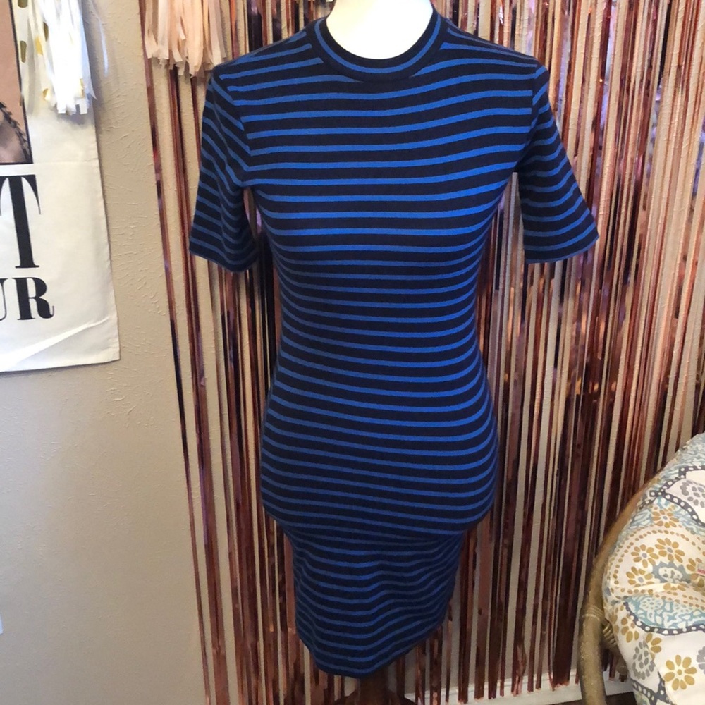 Alexander Wang Black Blue Stripe Dress